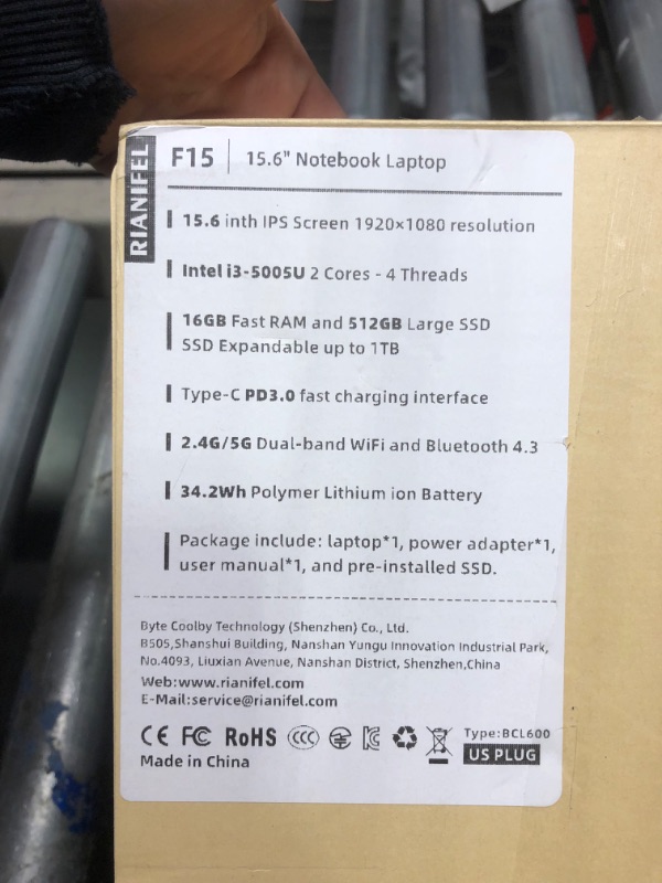 Photo 2 of *FOR PARTS ONLY/ DISPLAY DAMAGED AND DISTORTED* RIANIFEL Laptop Computer Win 11, 15.6 inch 1920x1080 FHD IPS Display, 16GB RAM / 512GB SSD Notebook PC with Intel Core i3-5005U, Support 2.4G/5G Hz WiFi, RJ45, BT5.0