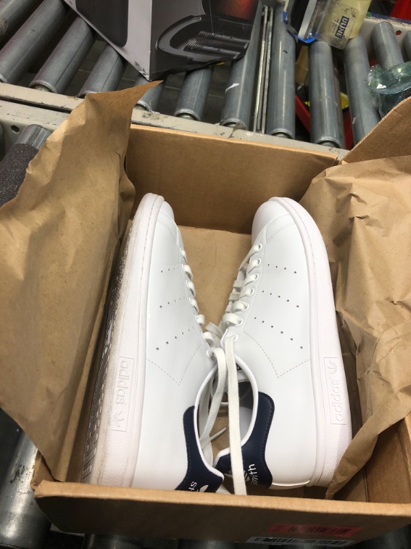 Photo 3 of adidas Originals Men's Stan Smith (End Plastic Waste) Sneaker, White/White/Collegiate Navy, 9.5