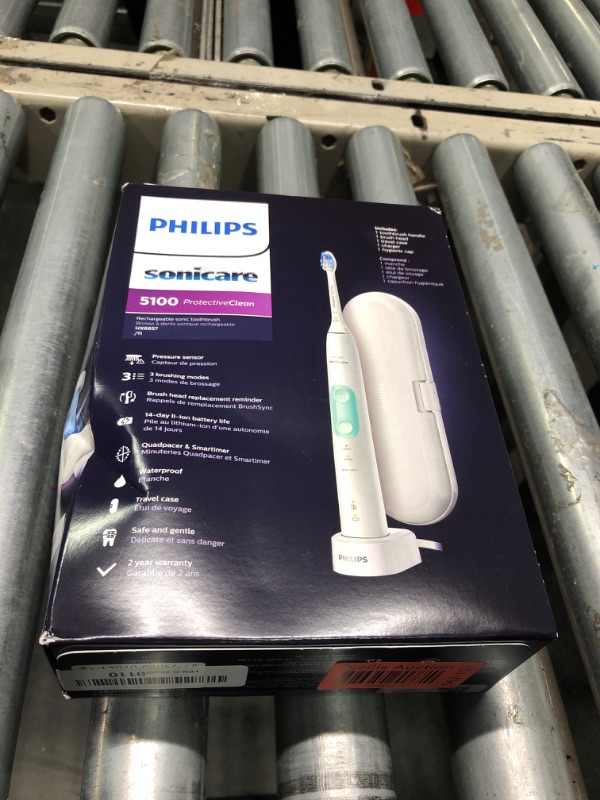 Photo 1 of Philips Sonicare ProtectiveClean 5100 Rechargeable Electric Toothbrush, with Pressure Sensor, 3 Cleaning Modes, SmarTimer and QuadPacer, 14-Day Battery Life, Travel Case, White, Model HX6857/11