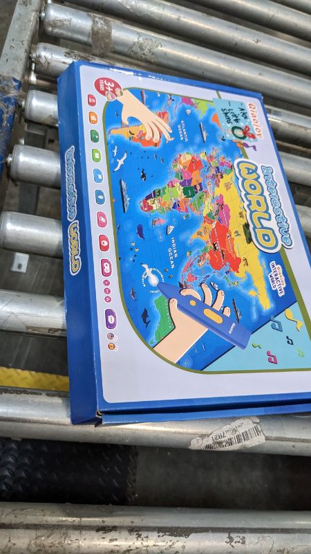 Photo 1 of Qiaojoy Bilingual Interactive World Map for Kids Learning and Educational Toys, Talking Electronic Kids World Map i-Poster Geography Games Ages 3 to 12 Years Old, Custom Talking Birthday Gifts Card