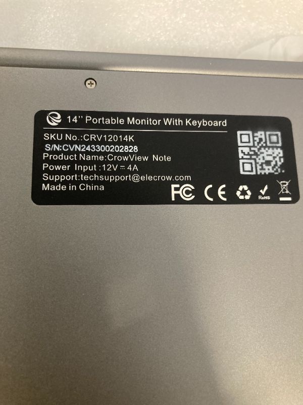 Photo 1 of ELECROW Portable Monitor with Keyboard 14" FHD 1080P USB C Monitor with Built-in Battery External Monitor for Phone Compatible with Raspberry Pi PC Xbox Switch - CrowView Note with RPi5 Adapter