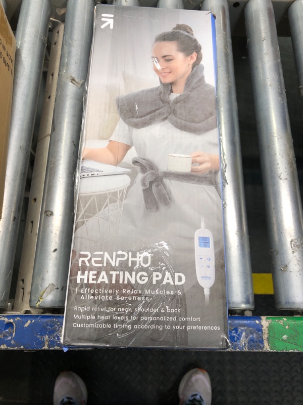 Photo 2 of RENPHO Heating Pad for Back Pain Relief, Valentines Day Gifts for Her Him, Birthday Gifts for Women Men Mom, FSA HSA Eligible, Neck and Shoulder Heat Pad, Fast Heating, 24"x33", ETL Certified, Gray