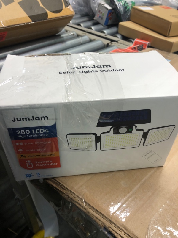 Photo 2 of *FOR PARTS ONLY* JumJam Solar Lights Outdoor with Motion Sensor, 280LED Super Bright Solar Powered Security Spot Lights, Waterproof Dusk to Dawn Solar Flood Lights for Outdoor Lighting, Porch Patio Yard Garage