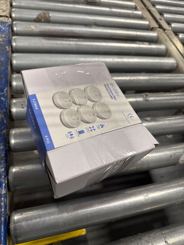 Photo 1 of Ecoey  Alarm Fire Detector, Battery Included Photoelectric Smoke Detector with Test Button and Low Battery Signal, Small Fire Alarm for Home, Bedroom FJ136GB, 6 Packs