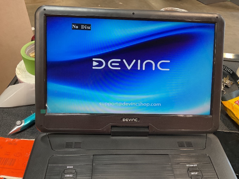 Photo 2 of *MISSING REMOTE* DEVINC 17.9" Portable DVD Player with 15.6" HD Swivel Screen, Support Multiple DVD CD Formats/USB/SD Card/Sync TV, 6 Hours Rechargeable Battery, Car Charger, Remote Control, Region Free