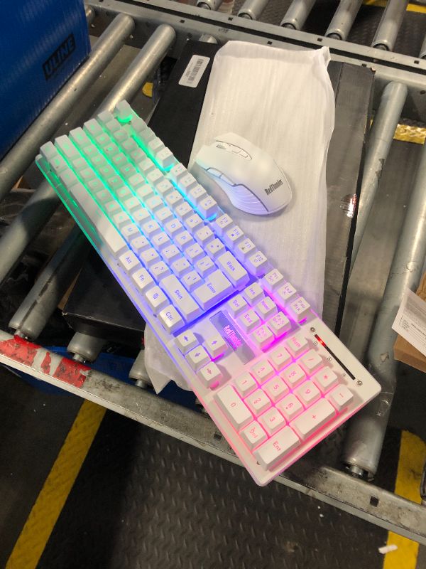 Photo 3 of ***tested, both item work. If keyboard not working, please read user manual*** RedThunder K10 Wireless Gaming Keyboard and Mouse Combo, LED Backlit Rechargeable 3800mAh Battery, Mechanical Feel Anti-ghosting Keyboard + 7D 3200DPI Mice for PC Gamer (White)