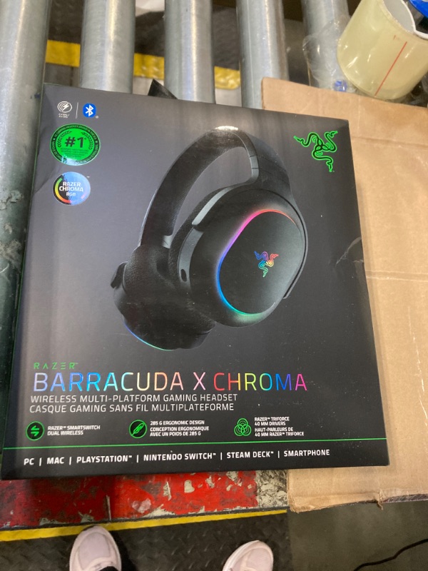 Photo 2 of ****CHARGERS NOT INCLUDED****
Razer Barracuda X Chroma Wireless Gaming Headset: 2.4GHz Wireless & Bluetooth - Lightweight - Chroma RGB - 40mm Drivers - Cardioid Mic - 70 Hr Battery - for PC, Mac, PS5, Switch, Smartphone - Black