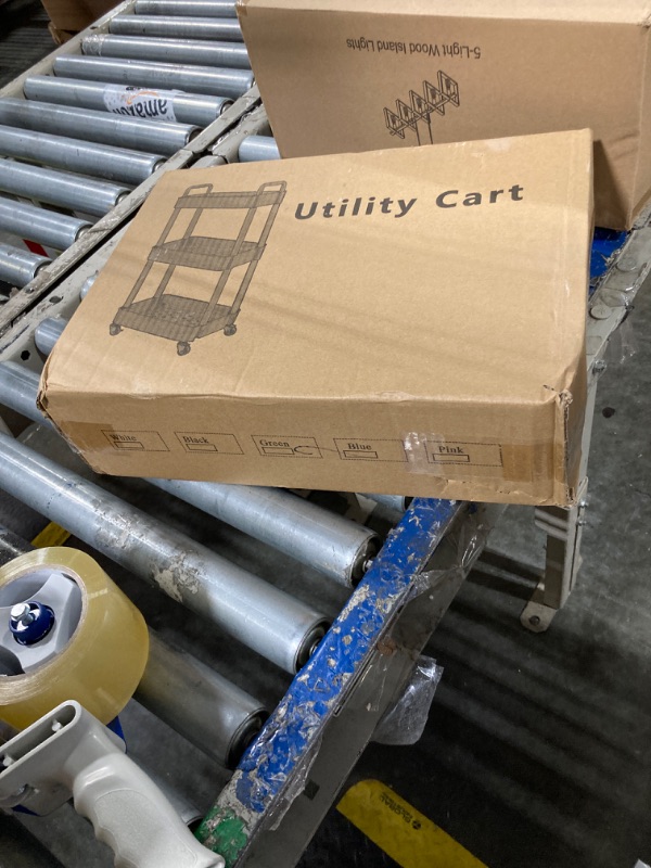 Photo 1 of Sywhitta 3-Tier Plastic Rolling Utility Cart with Handle, Multi-Functional Storage Trolley for Office, Living Room, Kitchen, Movable Storage Organizer with Wheels, Green