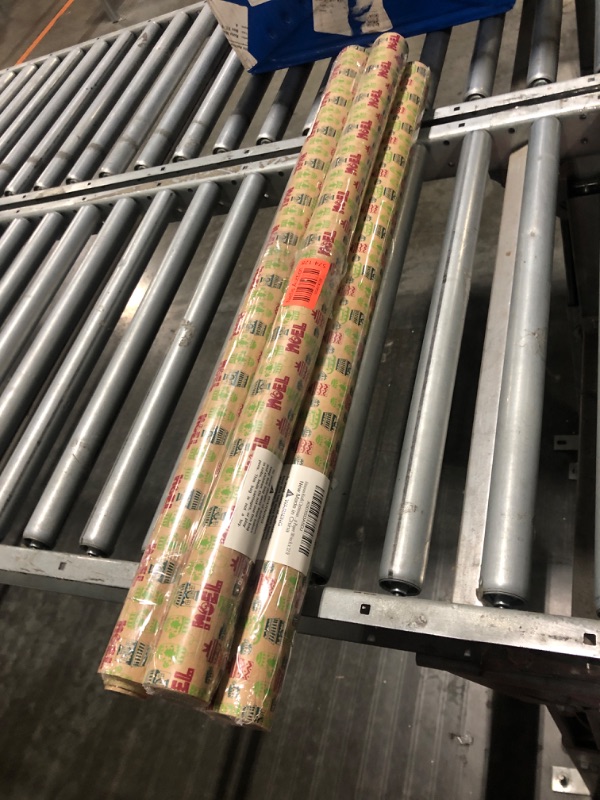 Photo 1 of *** four packs*** Aimyoo Kraft Christmas Wrapping Paper Jumbo Roll, Skating Shoes Gloves Letters Design, Xmas Gift Wrap Paper 17 in x 32 ft
