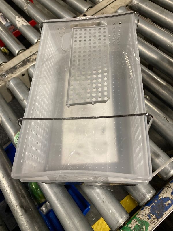 Photo 1 of madesmart 2-Tier Organizer, Multi-Purpose Slide-Out Storage Baskets with Handles and Dividers, Frost