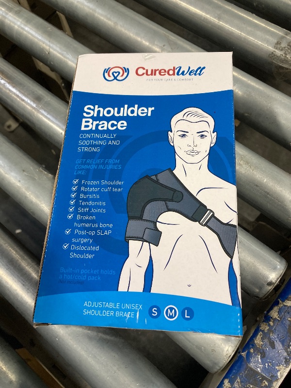 Photo 2 of CUREDWELL Shoulder Brace for Women & Men – Shoulder Compression Sleeve for Rotator Cuff Relief – Left/Right Support Brace with Pocket for Hot/Cold Pack – Adjustable Sling, Medium