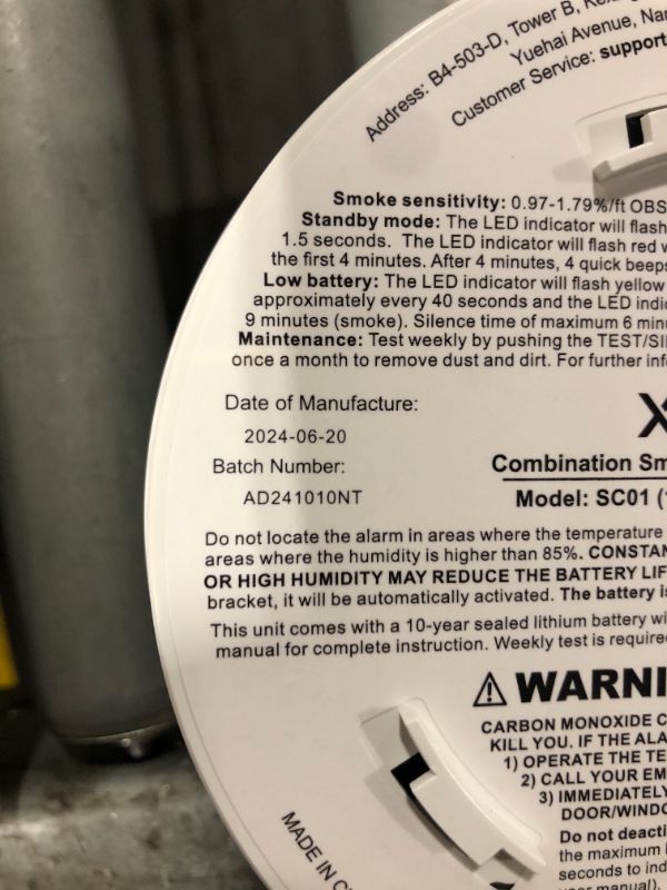 Photo 4 of ***item in new condition*** X-Sense Smoke Detector Carbon Monoxide Detector Combo, 10-Year Battery Smoke Detector with Display, Standalone Model SC01, Single Pack