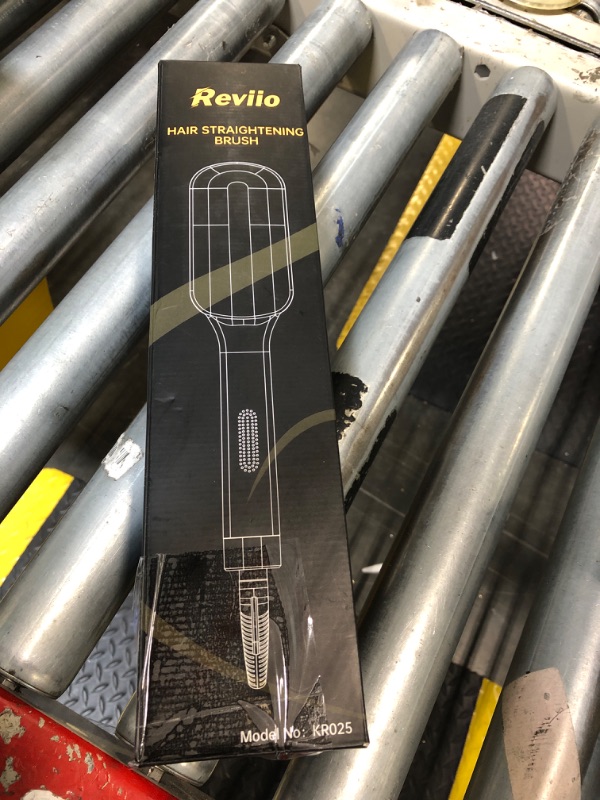 Photo 1 of Hair Straightener Brush, 30s Fast Heated Negative Ionic Hair Straightening Brush, Global Voltage, 16 Temp Modes, Anti-Frizz & Anti-Scald & Auto Temperature Lock & Auto-Off Function-Black