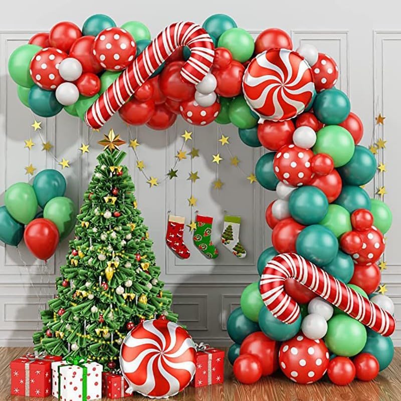 Photo 1 of ***similar item, not same***Christmas Balloon Garland Arch Kit - 150 Pack Set with Red, Green, White & Candy Cane Balloons for Party Decorations
