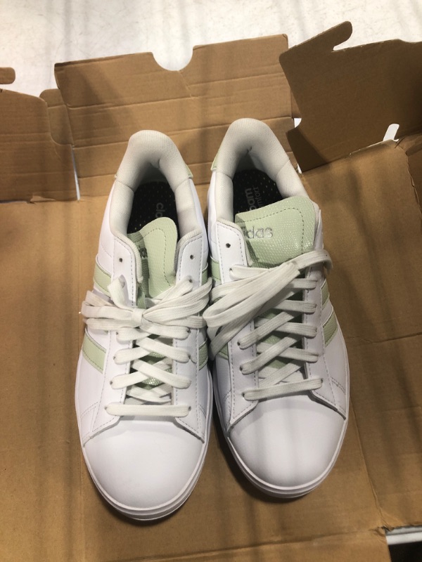 Photo 3 of adidas Women's Grand Court 2.0 Sneaker, White/Linen Green/Matte Silver, 8