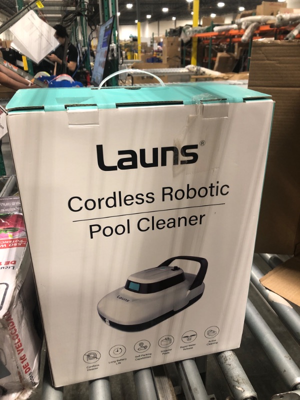 Photo 2 of (2024 Upgrade) Launs S1 Cordless Robotic Pool Cleaner, Dual Motors & Suction Ports Automatic Pool Vacuum Robot Lasts up to 90 Min, Self-Parking Ideal for Above Ground Pools (White)