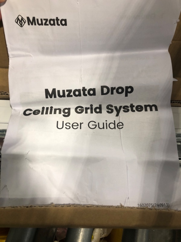 Photo 3 of ***MAY BE MISSING PIECES*** Muzata 64 Sq Ft Drop Ceiling Gird System White Complete Set Galvanized Steel Grid Kit Easy Installation for Basement Living Room Kitchen Bathroom Ceiling, TS04