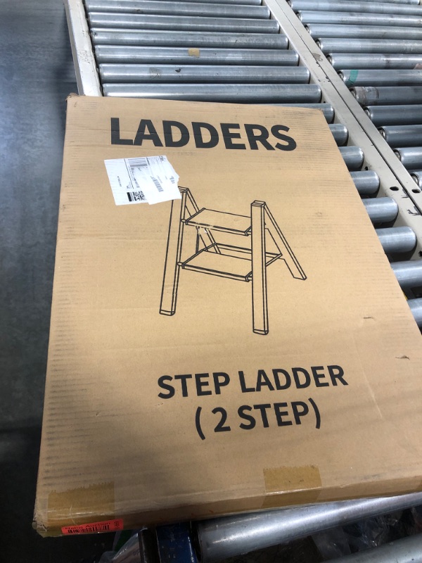 Photo 1 of Taranta 2 Step Ladder,Aluminum Lightweight Folding 2 Step Stool with Anti-Slip Wide Pedal, 330lbs Capacity Step Ladder for Household,Kitchen,Office - BlackWoodgrain