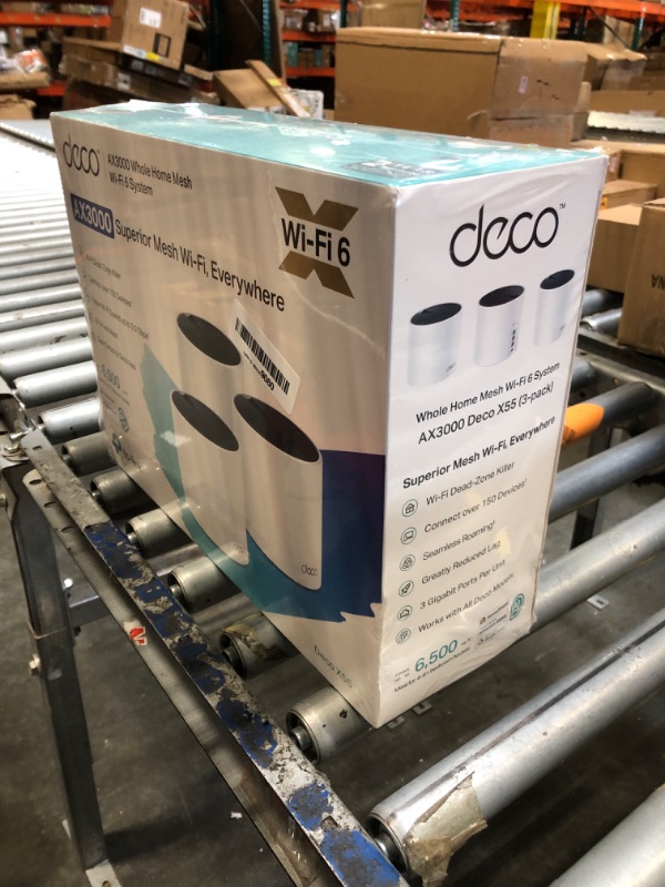 Photo 1 of TP-Link Deco AX3000 WiFi 6 Mesh System(Deco X55) - Covers up to 6500 Sq.Ft. , Replaces Wireless Router and Extender, 3 Gigabit ports per unit, supports Ethernet Backhaul (3-pack)