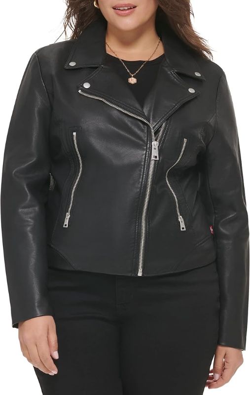 Photo 1 of **GREEN ** Levi's Women's Faux Leather Asymmetrical Moto Jacket, Biscotti, MEDIUM 