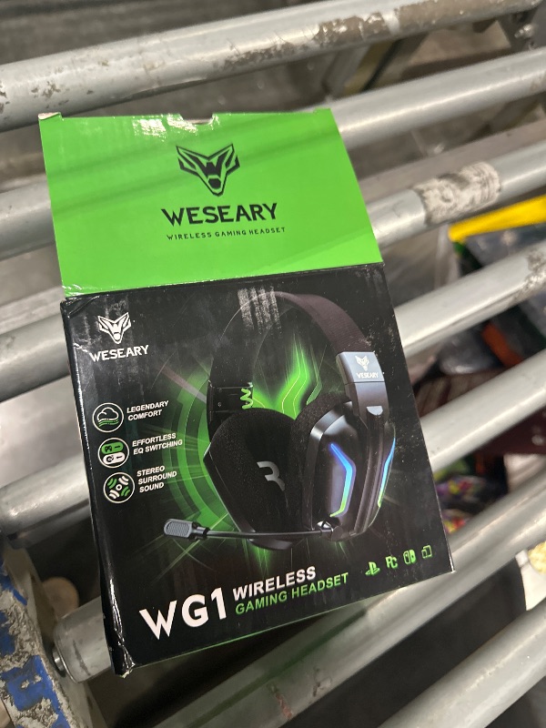 Photo 1 of WESEARY Wireless Gaming Headsets for PC, PS5, PS4, Switch, Mac, 2.4GHz Wireless Gaming Headphone with ENC Noise Canceling Microphone, Bluetooth 5.4, Cool Lighting, 50H Battery, 50mm Drivers