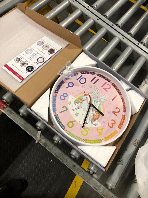 Photo 2 of ***tested, 1.5V AA battery not include*** Lafocuse Modern Silent 12 Inch Colorful Unicorn Wall Clock for Kids Bedrooms, Classroom, Playroom Decor