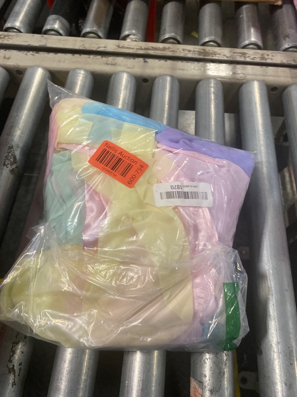 Photo 1 of Pastel Rainbow Table Skirt Ruffle Party Tablecloth for Rectangle Table 6ft Birthday Party Baby Shower