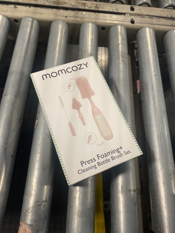 Photo 3 of ***missing spray bottle*** Momcozy Bottle Brush Kit, Innovative Push-Press Design for Better Cleaning - Baby Bottle Cleaner Brush for Baby Bottle, Breast Pumps, Nipples, and More - Can Generate Foam for Better Cleaning, Pink