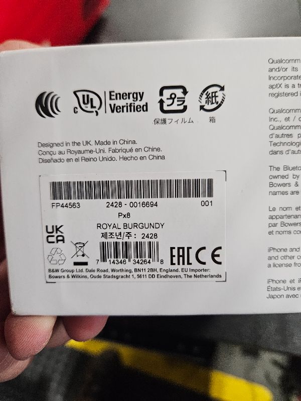 Photo 3 of **USED**
Bowers & Wilkins Px8 Over-Ear Wireless Headphones, Advanced Active Noise Cancellation, Luxurious Materials, 30-Hour Battery Life, 15-Min Quick Charging, Royal Burgundy