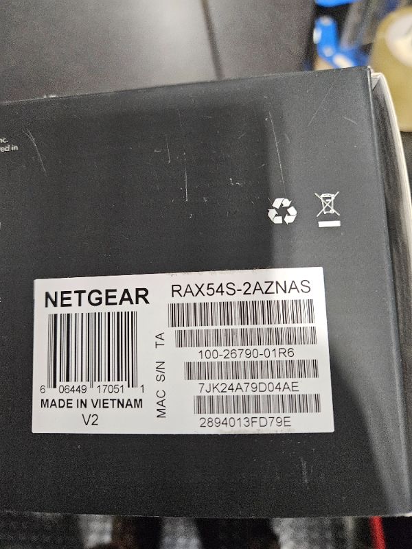 Photo 1 of **USED****UNABLE TO TEST**
NETGEAR Nighthawk 6-Stream Dual-Band WiFi 6 Router (RAX54S) – Security Features, AX5400 Wireless Speed, Up to 5.4 Gbps, Covers up to 2,500 sq. ft., 25 Devices - 1-Year Armor Subscription Included