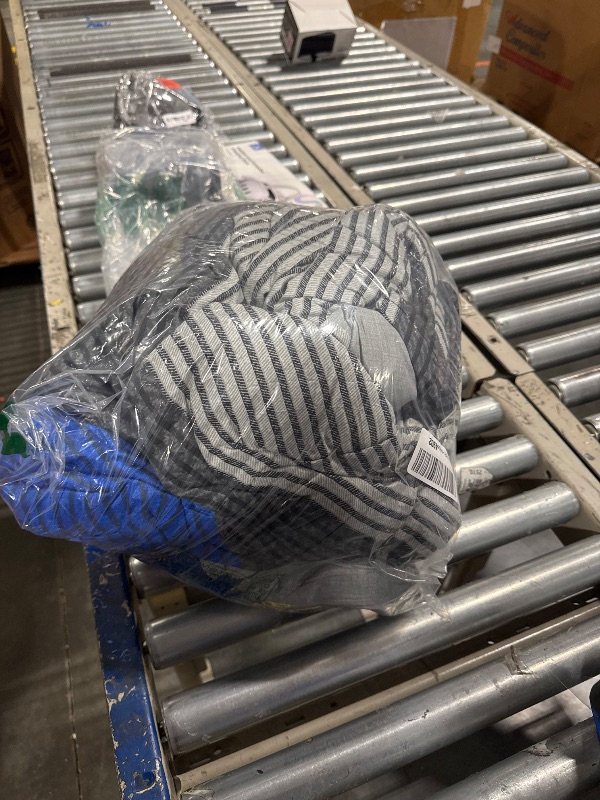 Photo 1 of WONGS BEDDING Blue Stripe Comforter Set Full Reversible Grey Blue Patchwork Bedding Comforter Set for Full Bed, 3 Pieces (1 Comforter+2 Pillowcase), Soft Microfiber Filling Duvet Set 78"×90"