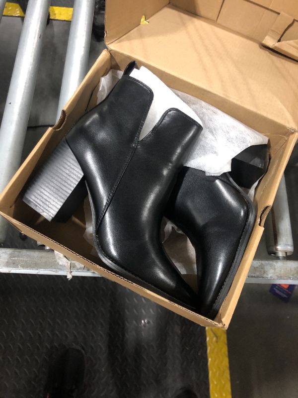 Photo 2 of ***SIZE 5.5***Juliet Holy Women's V Cut Ankle Boots Pointed Toe Stacked Chunky Heel Side Zipper Leather Cutout Western Booties