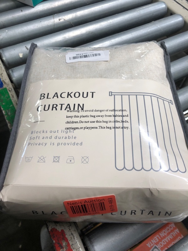 Photo 1 of 100% Blackout Shield Linen Blackout Curtains for Bedroom 108 Inches Long, Back Tab/Rod Pocket Living Room Drapes, Thermal Insulated Blackout Curtains 2 Panels Set, 50" W x 108" L,Cream