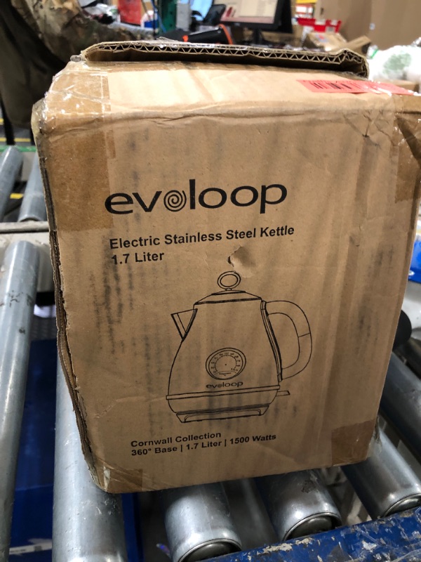 Photo 2 of Evoloop Electric Tea Kettle, 1500W /1.7 Liter Hot Water Boiler Heater Pot, Retro Electric Kettle with Thermometer, Auto Shut-Off & Boil-Dry Protection, BPA Free,Stainless Steel Teapot