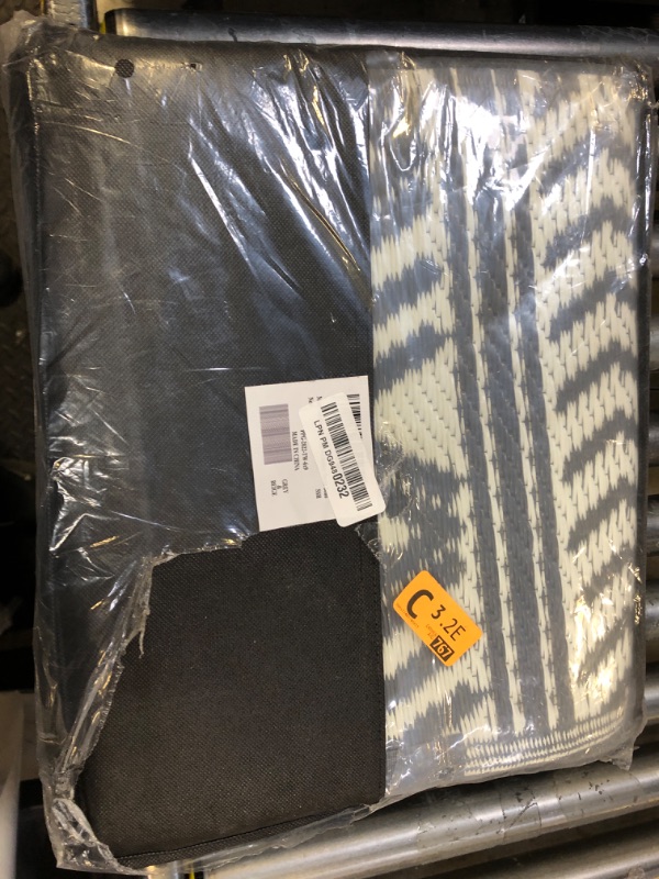 Photo 1 of MontVoo-Outdoor Rug Waterproof 6x9 ft Outdoor Carpet Patio Rug Mat Reversible RV Camping Rug-Plastic Straw Rug Outside Outdoor Area Rug for Patio Deck Balcony Backyard Picnic Beach -Boho Grey