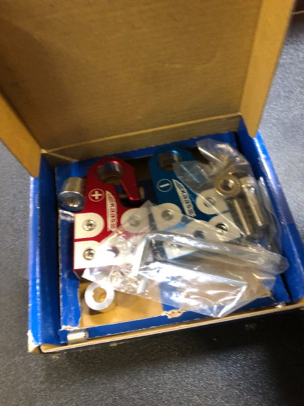 Photo 1 of Kaas Lead Acid Battery Terminal Clamps, Positive and Negative Set, for SAE/DIN/EN Tapered Top Post, 4-Way Connectors, Compatible with 8AWG to 4/0 AWG, Includes OEM Top Post Adapter