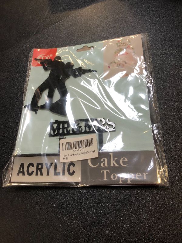 Photo 1 of Heavy  Wedding Cake Topper - Groom & Bride With Heavy Gun Behind Each Other - Funny Gun Theme Wedding/Anniversary/Bridal Shower Cake Topper, Mr and Mrs Wedding Cake Topper