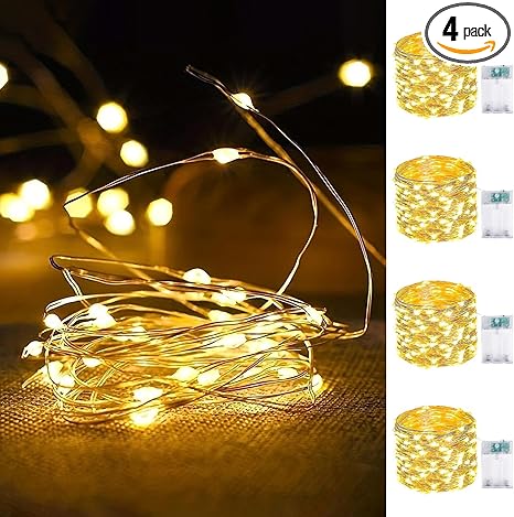 Photo 1 of 2-Pack Fairy Lights Battery Operated with Timer, Waterproof 16FT 50 LED String Lights Outdoor Indoor, Cuttable Twinkle Lights for Christmas Home Bedroom Wedding DIY Centerpiece Birthday (Warm White)
