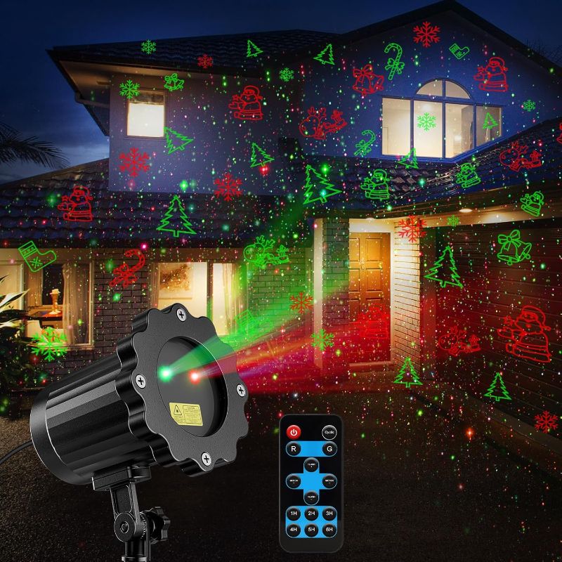 Photo 1 of Brighter Laser Christmas Decorations Lights Projector Outdoor, 2 Colors 8 Patterns Christmas Light Show, Holiday Projector for Outside
