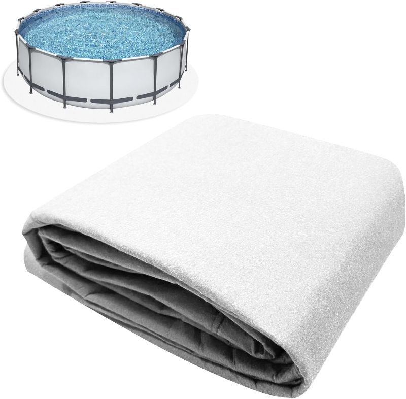 Photo 1 of 18 Feet Round Pool Liner Pad for Above Ground Pool, Durable Geotextile Material, Liner Pads for Puncture Resistent, Extend Liner's Life, White
