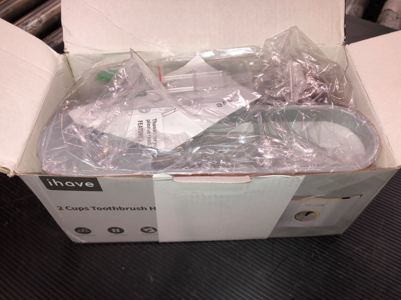 Photo 1 of iHave Toothbrush Holders Bathroom Decor with Toothpaste Dispenser, 2 Cups Toothbrush Holder Wall Mounted Bathroom Accessories