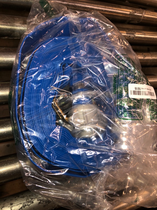 Photo 2 of 1-1/2" x 50ft PVC Lay Flat Discharge Hose With Aluminum Camlock C & E Fittings, Cam Lock Fitting, Heavy Duty Reinforced Pump Backwash Hose Assembly