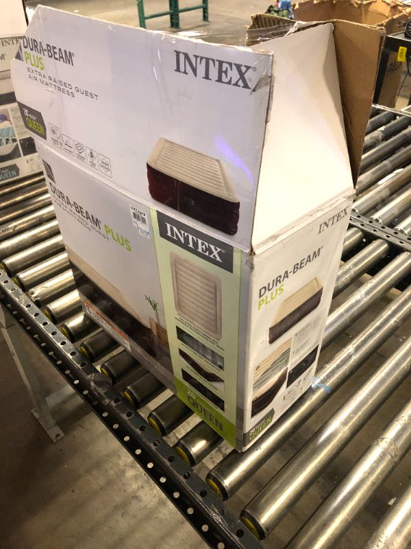 Photo 1 of Intex 66140MZ Dura-Beam Deluxe Inflatable Blow Up Air Mattress for Home, Camping, Guests - Queen Size with Built-in Electric Pump - 20in Bed Height - 600lb Weight Capacity – Maroon