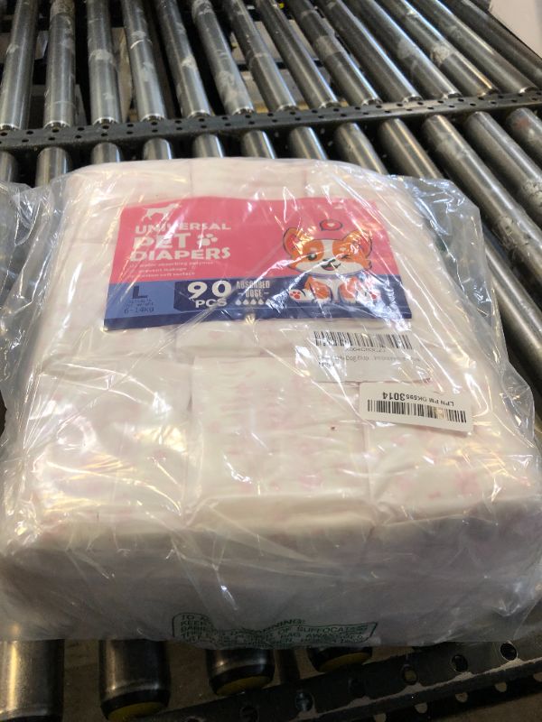 Photo 1 of Disposable Dog Diapers Female 90 Count Puppy Diapers Female (Waist 13.4-19.7 in L) Super Absorbent Large Doggie Diapers for Heat Excitable Urination or Incontinence - Pink