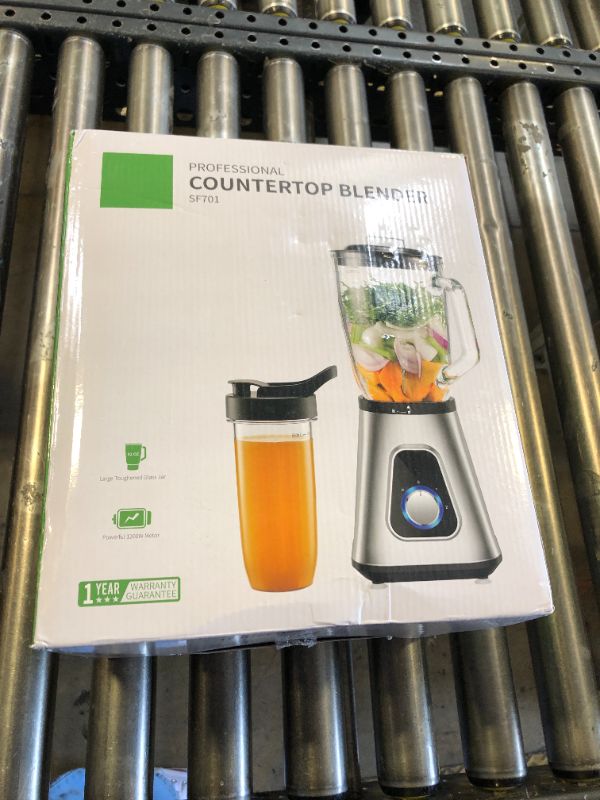 Photo 1 of SHARDOR 1200W Blender for Shakes and Smoothies, Countertop Blender and Personal Blender Combo, 52oz Glass Jar, 22oz Travel Cup, 3 Adjustable Speed for Frozen Fruit Drinks, Smoothies, Sauces, Silver