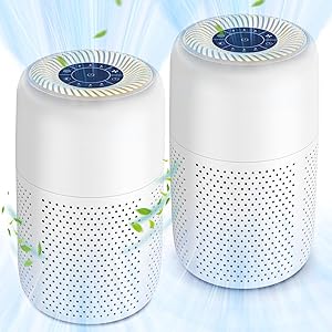 Photo 1 of 2 Pack Vhoiu Air Purifiers for Home Bedroom up to 600ft², Quiet Air Purifier With Night Light, Whole House Has Fresh Air, H13 True HEPA Air Purifier For Office, Dorm, Apartment, Kitchen (KJ50 White)
