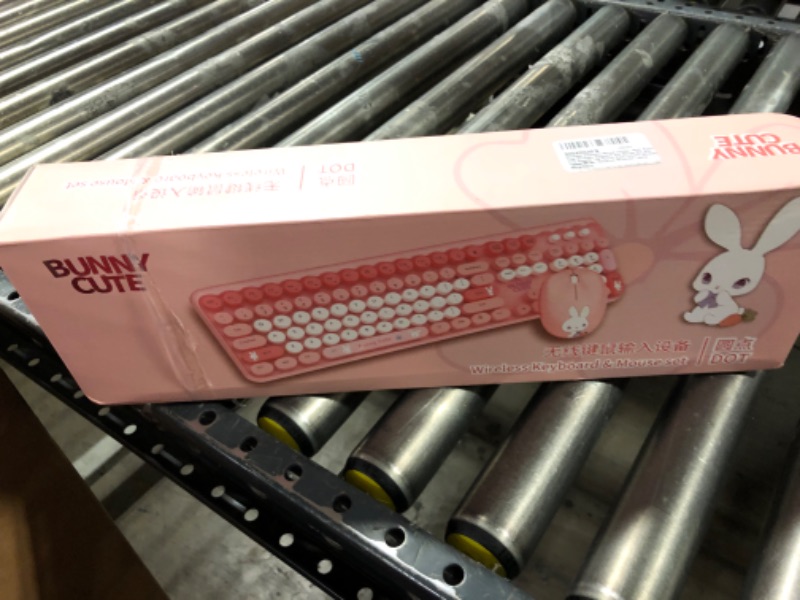 Photo 1 of Wireless Keyboard Mouse Combo, Mofii Bunny Cute Wireless Keyboard and Mouse Set with OTG Adapter,106 Round Keys Colorful Wireless Typewriter for MacBook Windows Laptop Tablet, Pink
