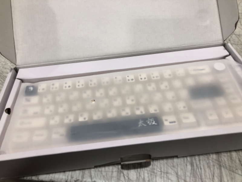 Photo 1 of SUEHIODHY GMK67 White Japanese Mechanical Keyboard Hot-Swappable Bluetooth/2.4G/Type-C 65% Custom RGB Keyboard with Linear Lubed Switches VIA Programmable Volume Knob for Win/Mac/iOS