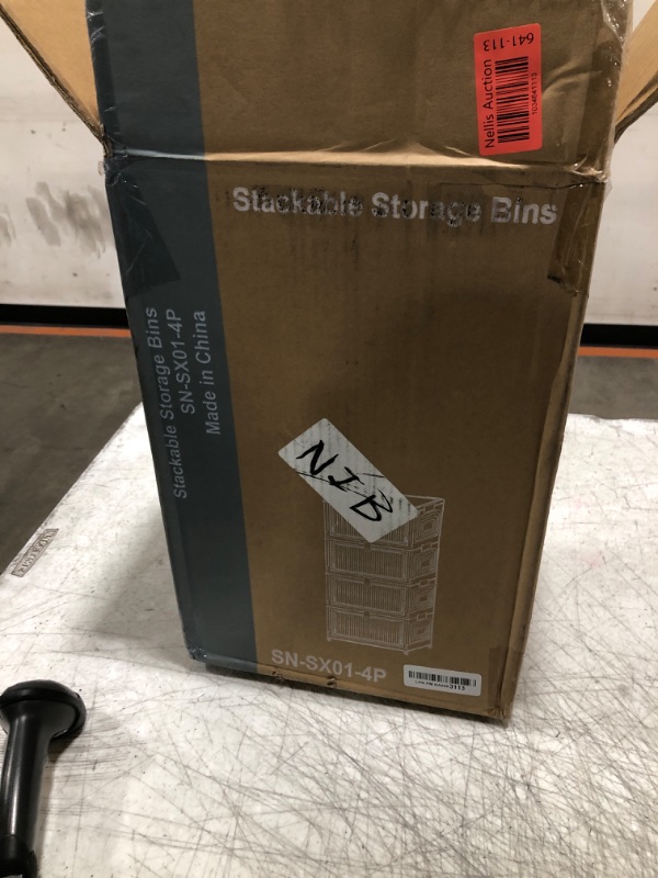 Photo 1 of Sweetcrispy 4 Tiers Stackable Storage Bins with Lid - 23QT Foldable Organizers and Storage with Magnetic Doors & Lockable Wheels, Collapsible Storage Boxes for Living Room, Office, Dorm