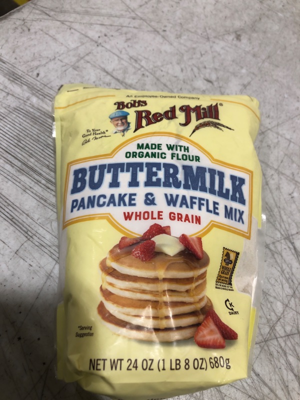 Photo 2 of Bob's Red Mill Pancake & Waffle Mix, Whole Grain, Buttermilk - 24 oz exp- Jan 2025